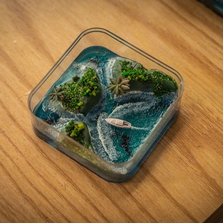 Resin Art Ideas - Micro-île des îles Faroe artisanale, sculpture