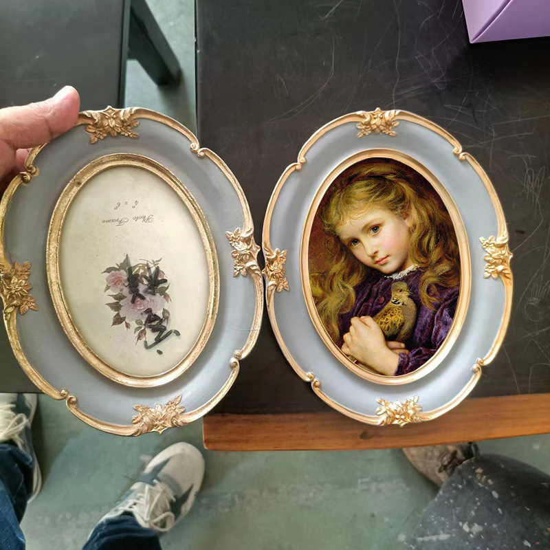 Resin Art Ideas - Cadre photo ovale vintage en résine