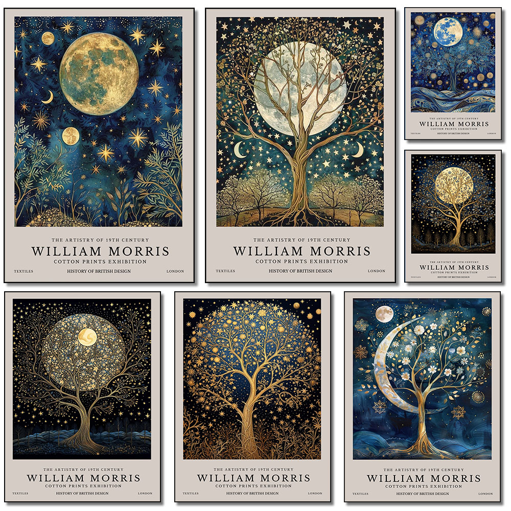 Resin Art Studio - Affiche rétro William Morris Lune et