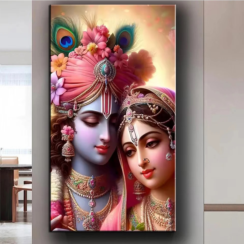 Resin Art Radha Krishna - Peinture diamant du Seigneur Indien Radha