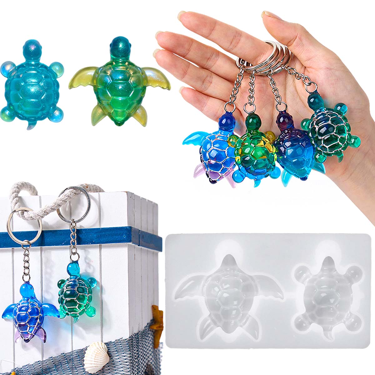Silicone Mold Ocean - Porte-clés tortue de mer 3D, moule