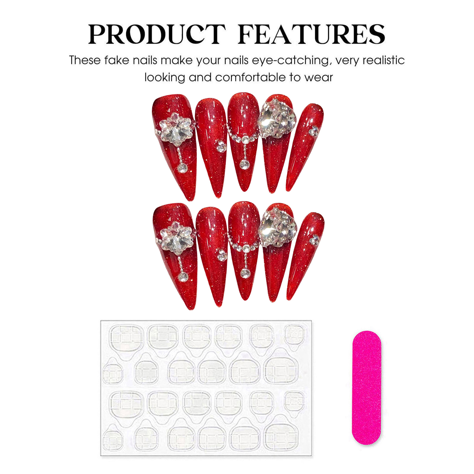 Faux ongles rouges faits à la  - Resin Art Flowers avis et prix