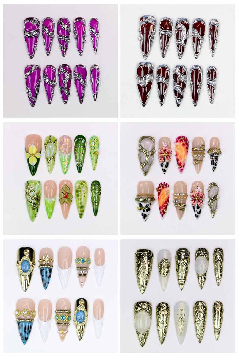 10 faux ongles longs en forme  - Resin Art Flowers avis et prix