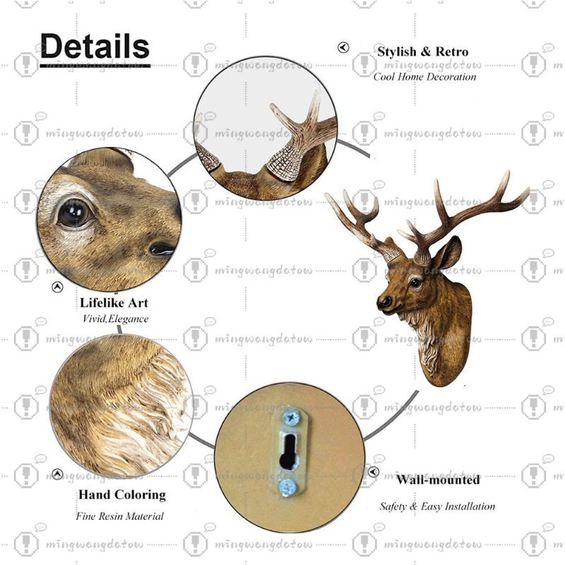 Tête de cerf artificielle de 1 - Resin Art And Decor avis et prix